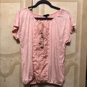Baby pink lace front causal top